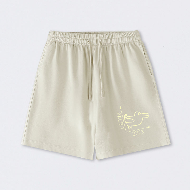 Rabbit or Duck Funny Washed Shorts