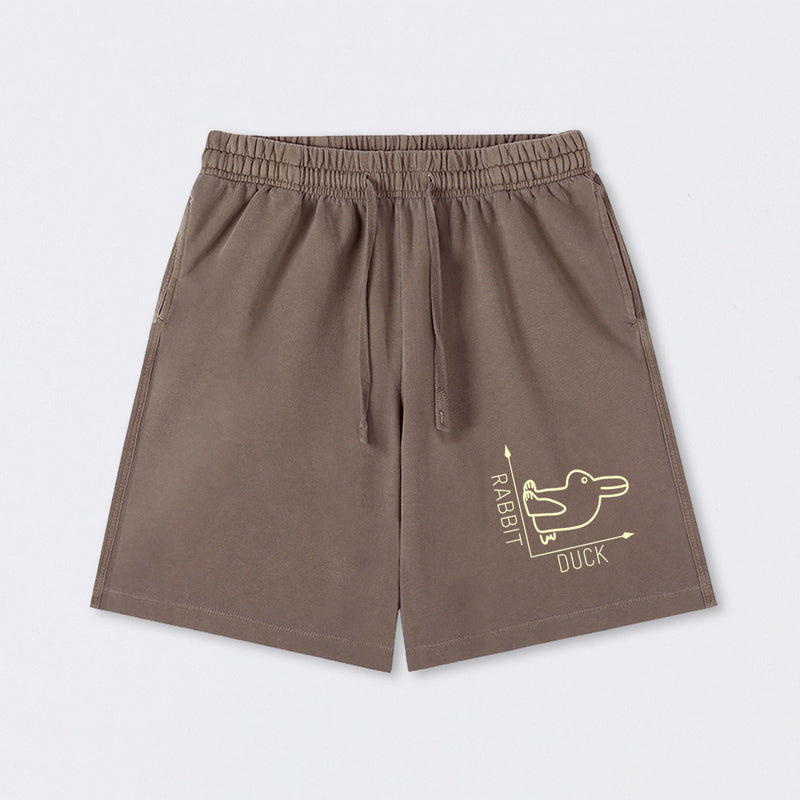 Rabbit or Duck Funny Washed Shorts