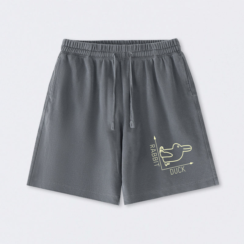 Rabbit or Duck Funny Washed Shorts