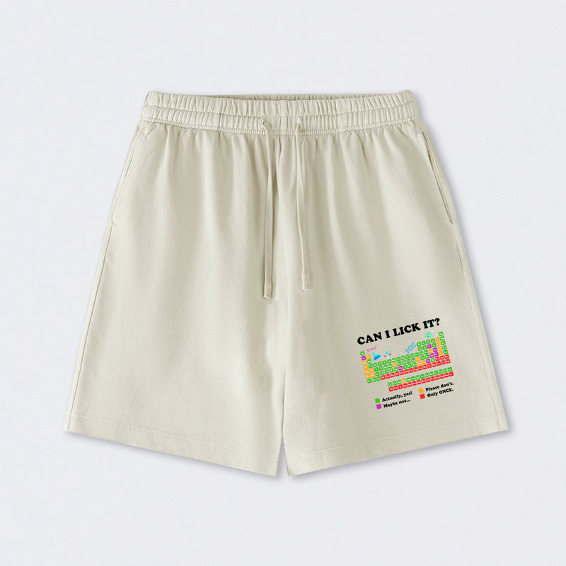 Can I Lick It Periodic Humour Science Washed Shorts