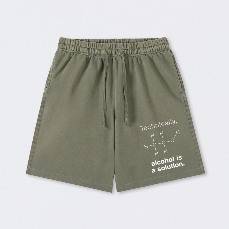 Alcohol Is A Solution Washed Shorts