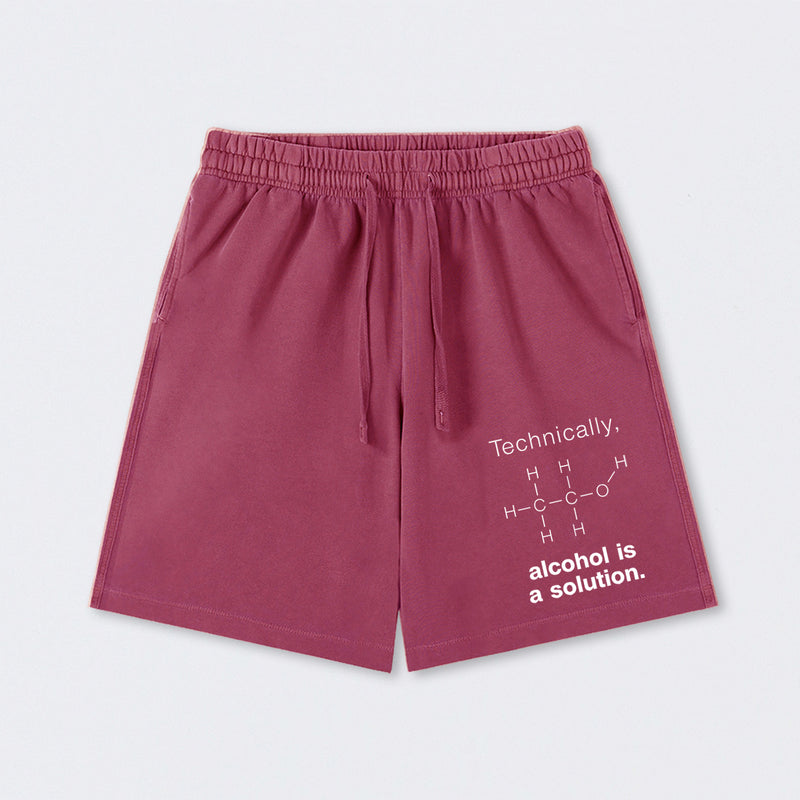 Alcohol Is A Solution Washed Shorts