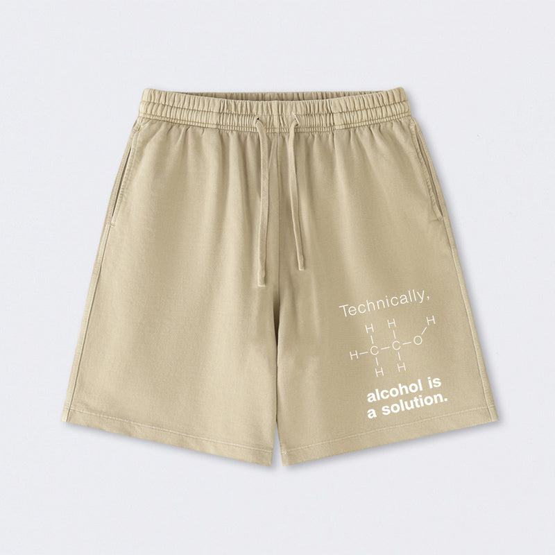 Alcohol Is A Solution Washed Shorts