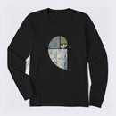 Distressed Fibonacci Spiral Graphic Long Sleeve T-Shirt