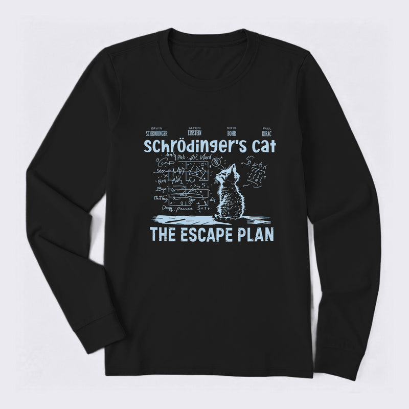 Schrodinger's Cat Escape Plan Interesting Physics Science Long Sleeve T-Shirt