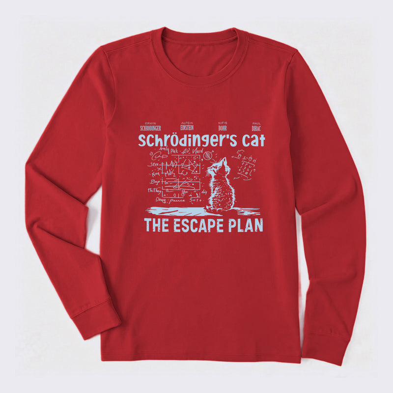 Schrodinger's Cat Escape Plan Interesting Physics Science Long Sleeve T-Shirt