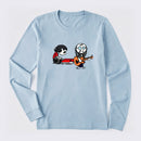 Cartoon Musicians Playing Guitar And Keyboard Graphic Long Sleeve T-Shirt