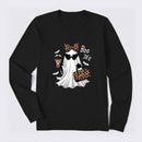 Boo-Jee Leopard Ghost Funny Fall Halloween Long Sleeve T-Shirt