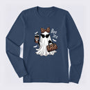 Boo-Jee Leopard Ghost Funny Fall Halloween Long Sleeve T-Shirt