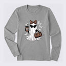 Boo-Jee Leopard Ghost Funny Fall Halloween Long Sleeve T-Shirt