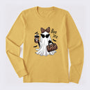 Boo-Jee Leopard Ghost Funny Fall Halloween Long Sleeve T-Shirt