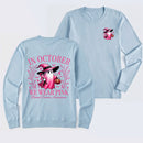 In October We Wear Pink Ghost Halloween Breast Cancer Awareness Long Sleeve T-Shirt