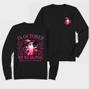 In October We Wear Pink Ghost Halloween Breast Cancer Awareness Long Sleeve T-Shirt