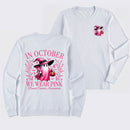 In October We Wear Pink Ghost Halloween Breast Cancer Awareness Long Sleeve T-Shirt