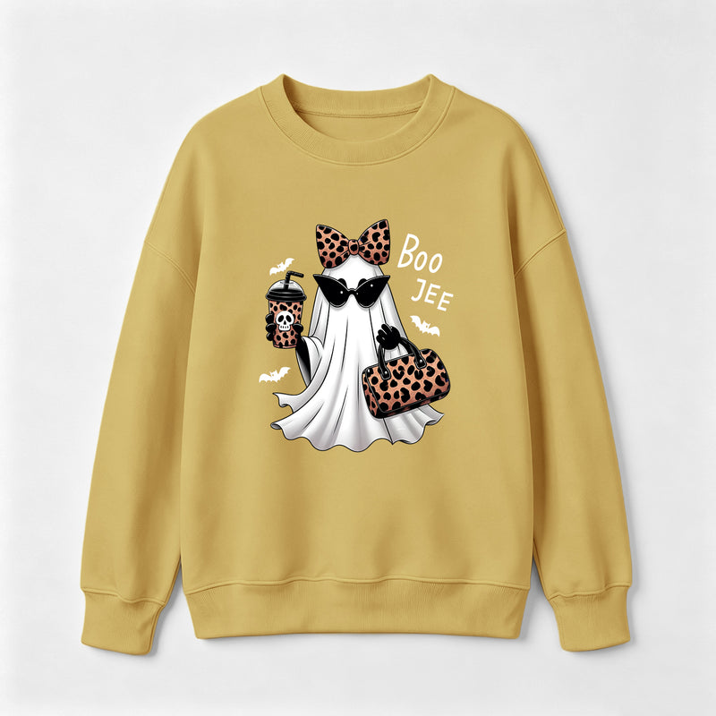 Boo-Jee Leopard Ghost Funny Fall Halloween Sweatshirt