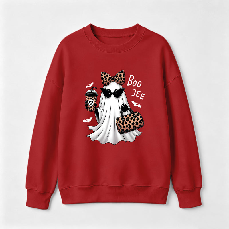 Boo-Jee Leopard Ghost Funny Fall Halloween Sweatshirt
