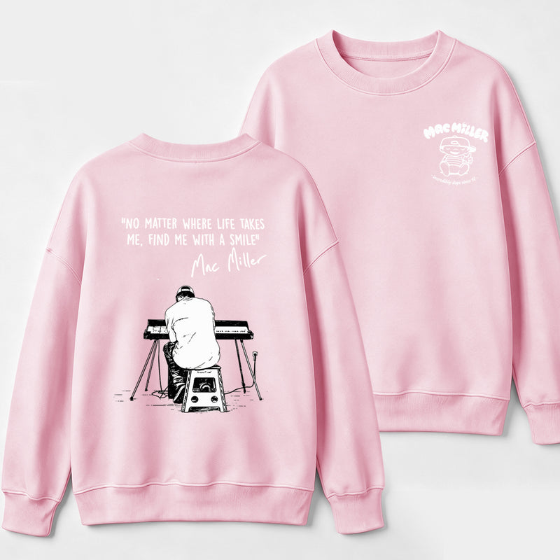 "No Matter Where Life Takes Me, Find Me With A Smile" Mac Miller Album Collage Sweatshirt