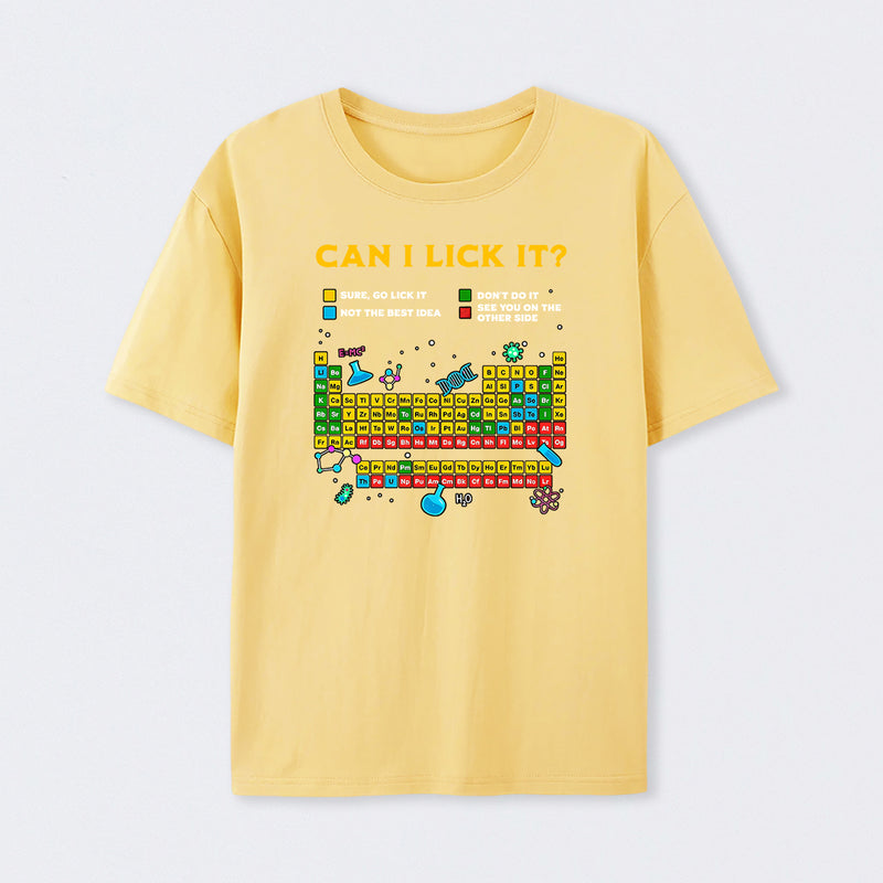 Yellow Can I Lick It Periodic Table T-Shirt