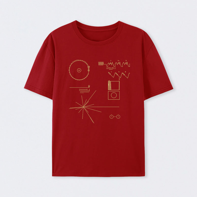 Red The Voyager Golden Record T-Shirt