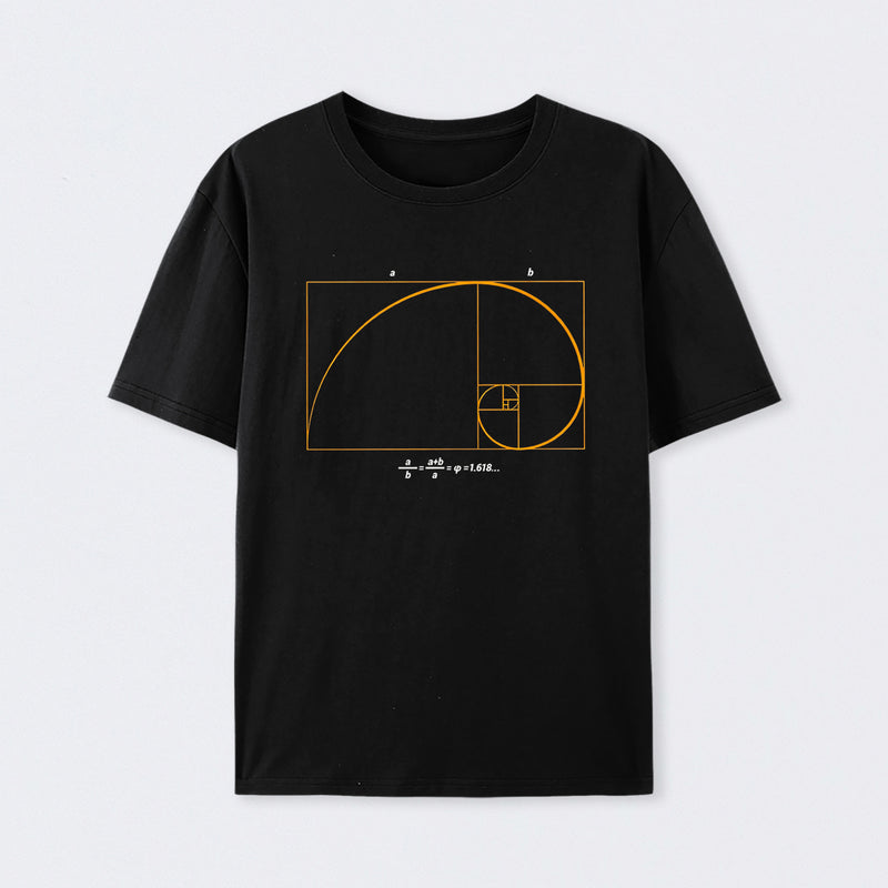 Black Fibonacci Math Art Science Engineer T-Shirt