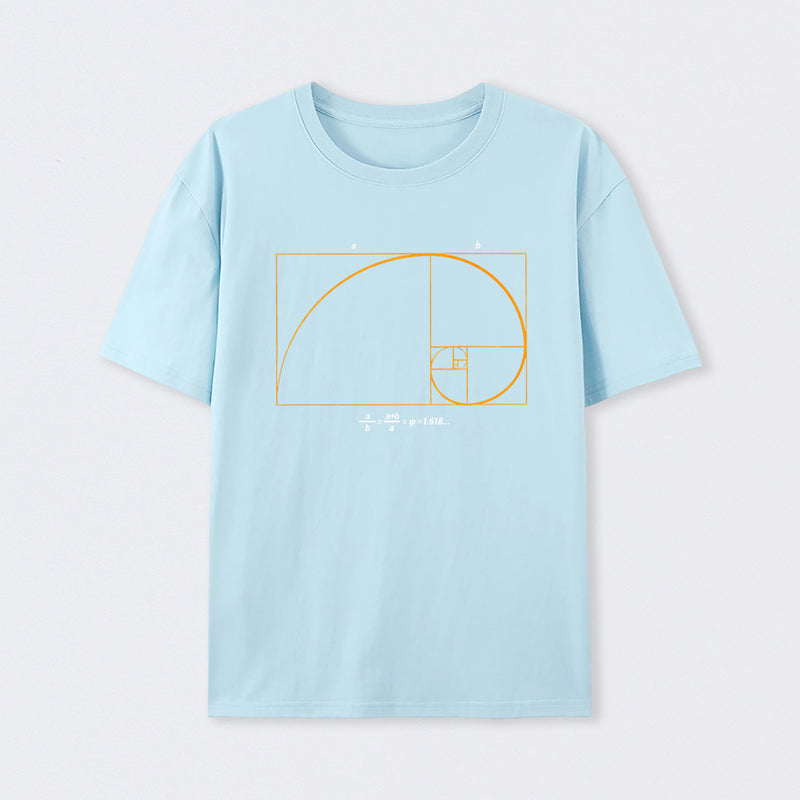 Light Blue Fibonacci Math Art Science Engineer T-Shirt