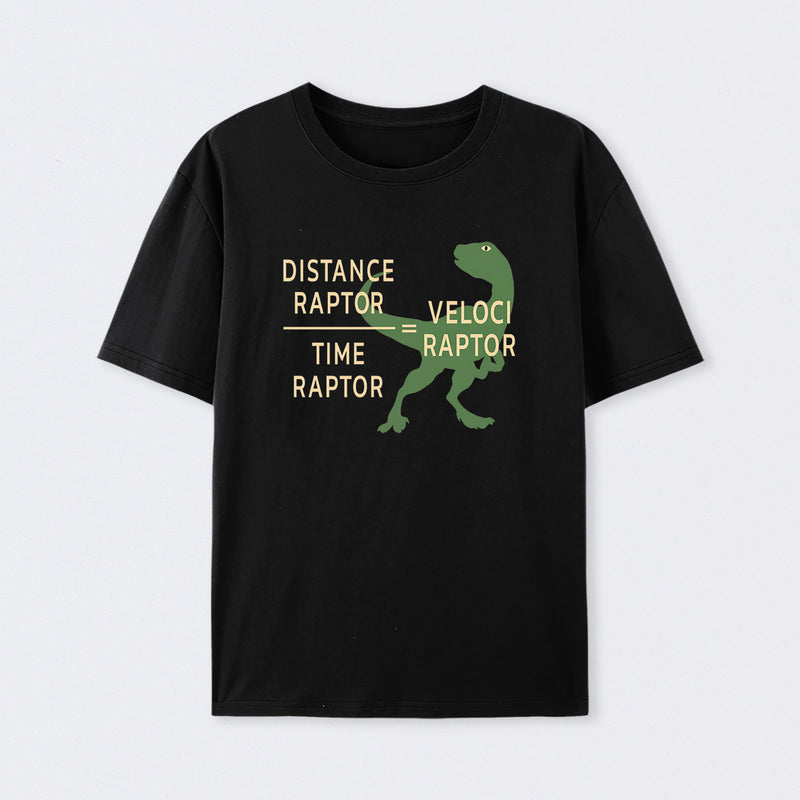 Black Equations Of Motion Science Velociraptor T-Shirt