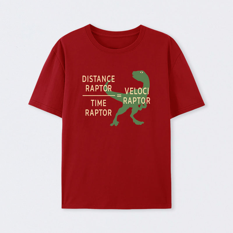 Red Equations Of Motion Science Velociraptor T-Shirt
