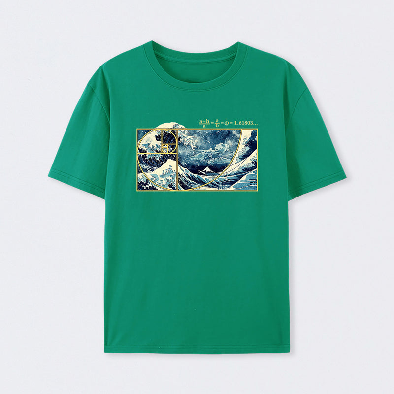 Green The Great Fibonacci Wave Science T-Shirt