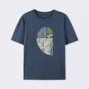 Navy Distressed Fibonacci Spiral Graphic T-Shirt