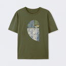 Army Green Distressed Fibonacci Spiral Graphic T-Shirt