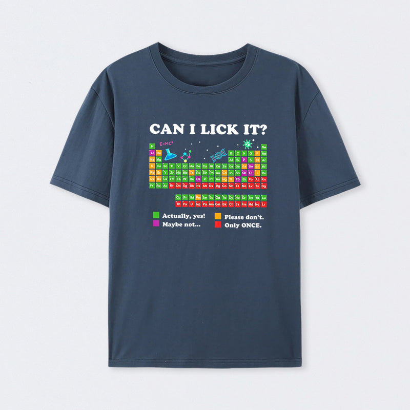 Navy Can I Lick It Periodic Humour Science T-Shirt