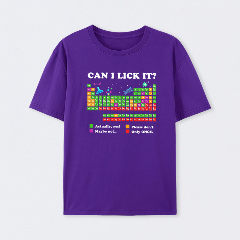 Purple Can I Lick It Periodic Humour Science T-Shirt