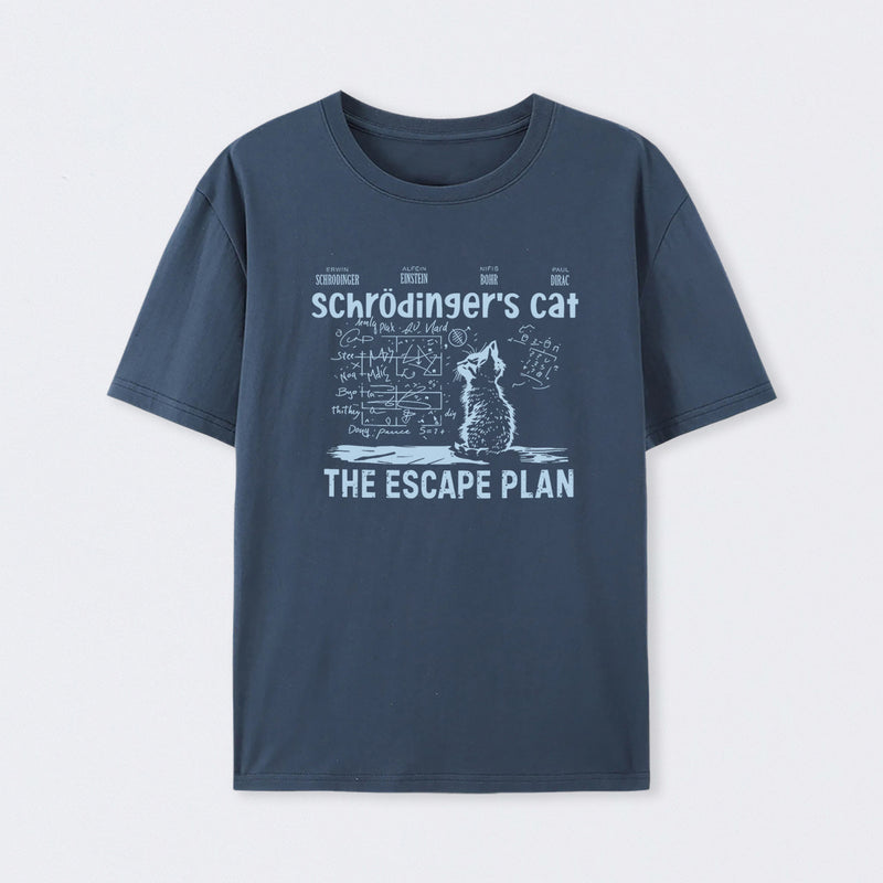 Navy Schr?dinger's Cat Escape Plan Interesting Physics Science T-Shirt