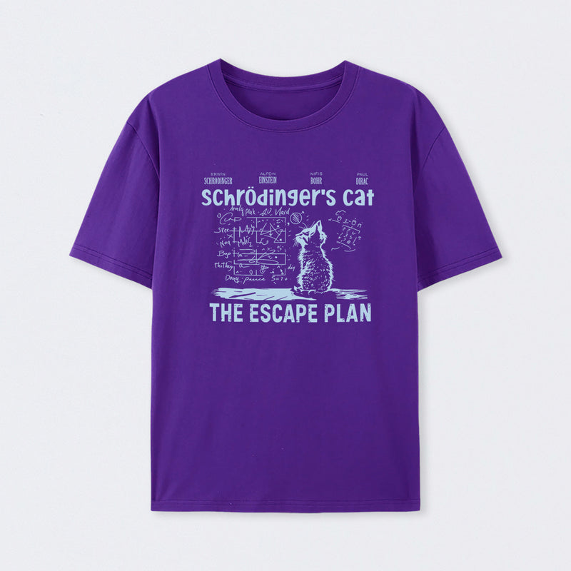 Purple Schr?dinger's Cat Escape Plan Interesting Physics Science T-Shirt