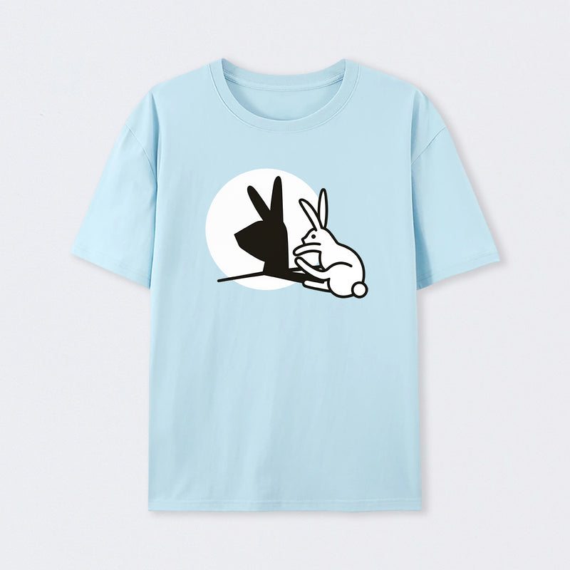 Funny Rabbit Hand Shadow Puppets Bunny Figure Pop Art T-Shirt