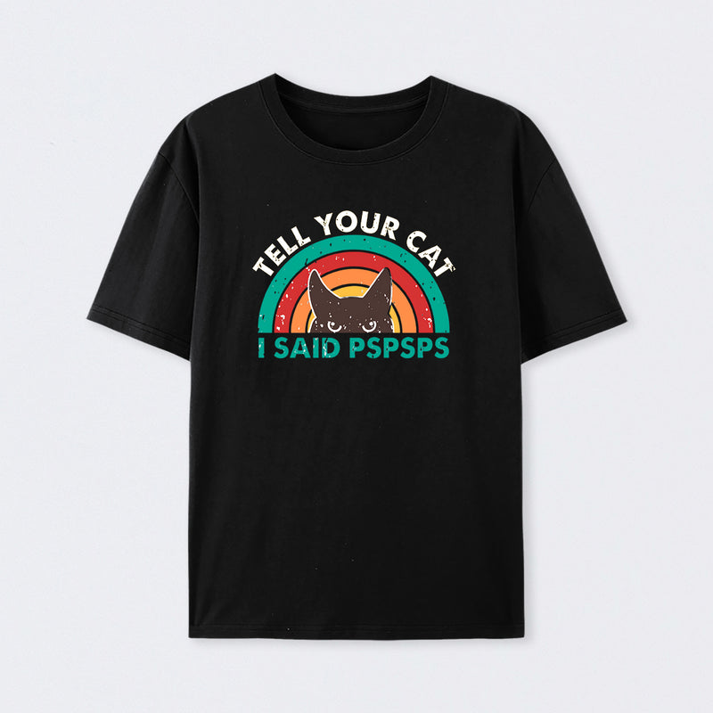 Tell Your Cat Top Retro Cat Rainbow T-Shirt
