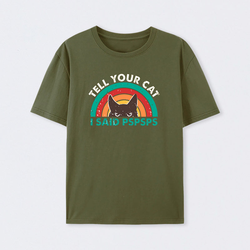 Tell Your Cat Top Retro Cat Rainbow T-Shirt