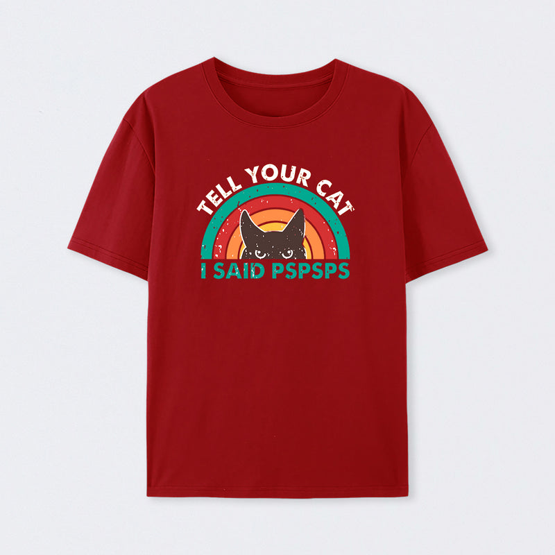 Tell Your Cat Top Retro Cat Rainbow T-Shirt