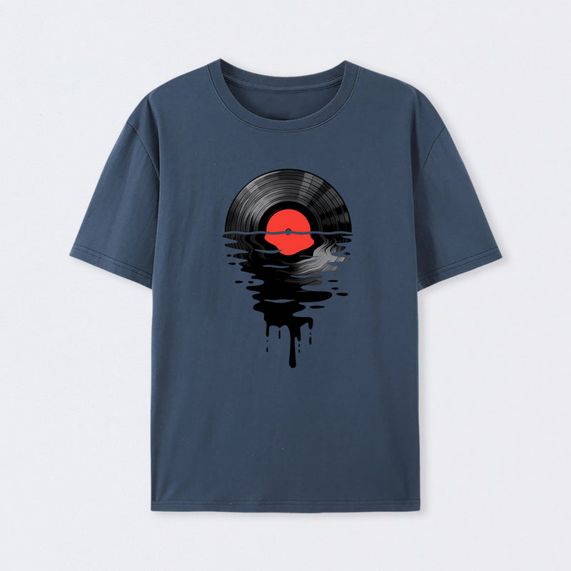 Vinyl LP Music Record Sunset Red T-Shirt