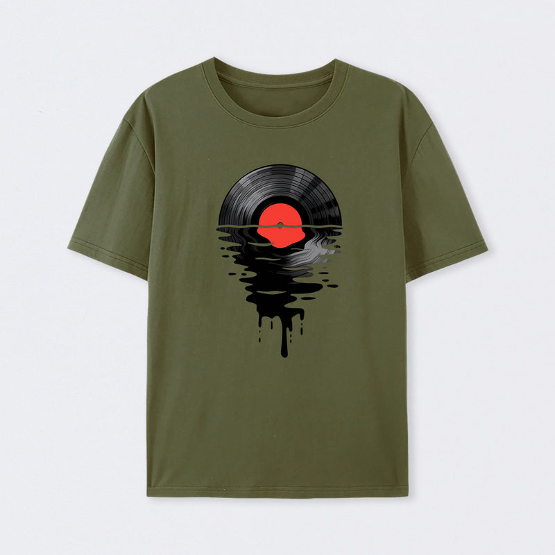 Vinyl LP Music Record Sunset Red T-Shirt