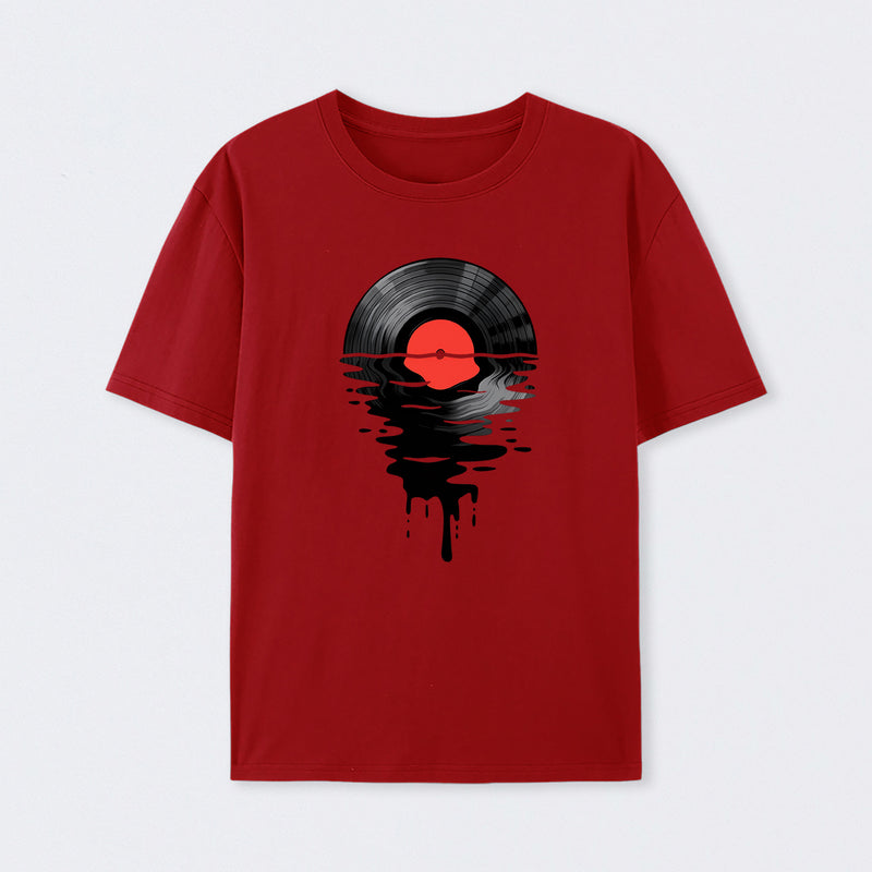 Vinyl LP Music Record Sunset Red T-Shirt