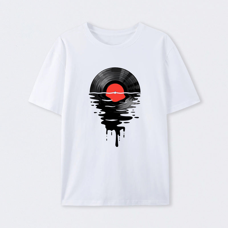 Vinyl LP Music Record Sunset Red T-Shirt