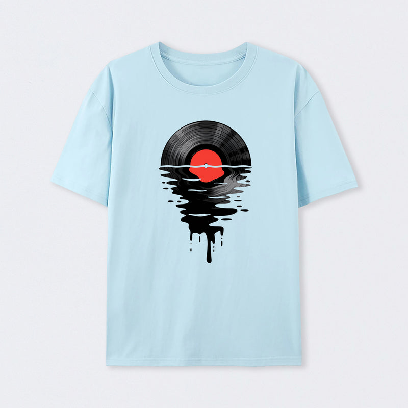 Vinyl LP Music Record Sunset Red T-Shirt
