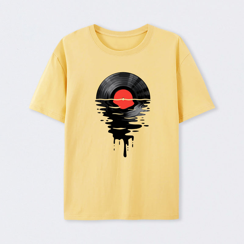 Vinyl LP Music Record Sunset Red T-Shirt