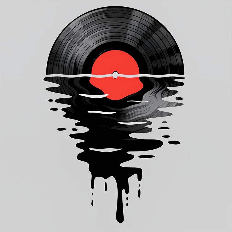 Vinyl LP Music Record Sunset Red T-Shirt