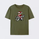 Santa Cat on A Raccoon T-Shirt