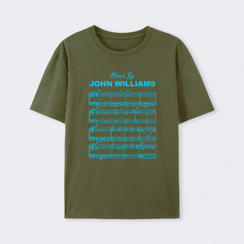 Music by John Williams Front and Back Printed T-Shirt
