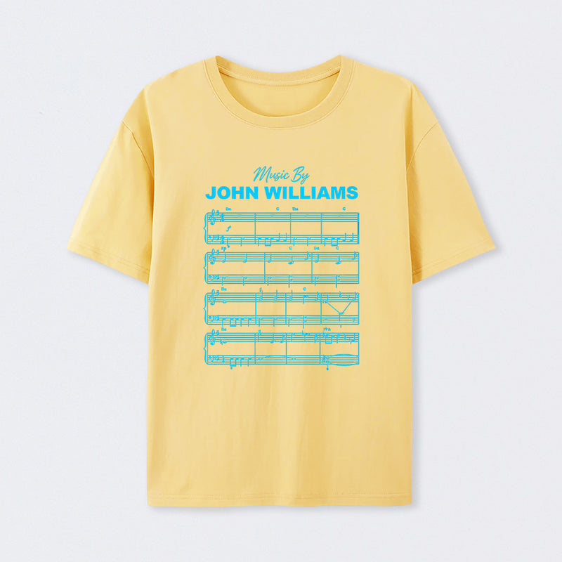 Music by John Williams Front and Back Printed T-Shirt