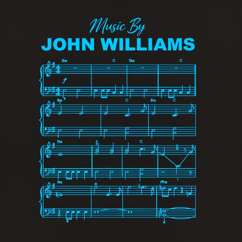 Music by John Williams Front and Back Printed T-Shirt