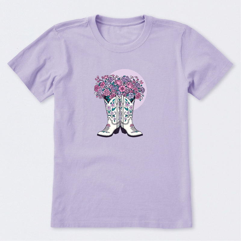 Foral Cowgirl Boots Short Sleeve T-Shirt